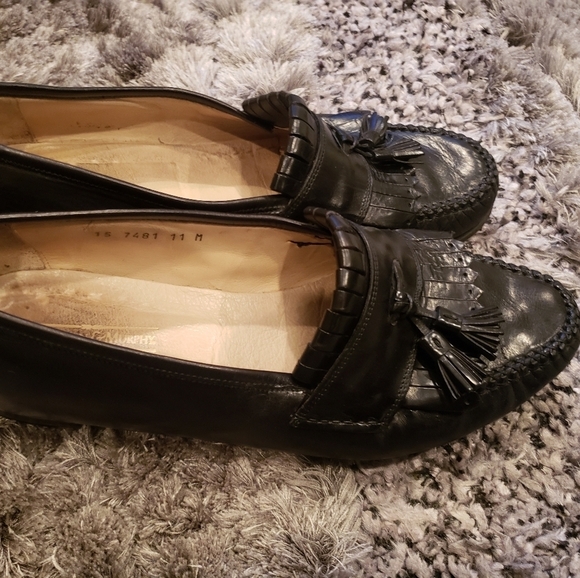 Johnston Murphy Domani Mens 11 Black Leather Wingtip Tassel Loafers Shoes Italy main image 6